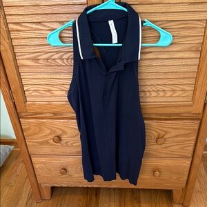 NWT 🌸 Athleta Navy Blue Sleeveless Polo Tank Top Size XL